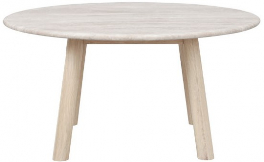 Soittopöytä 'Taransay' Pyöreä 90cm - Beige/Valkoinen pigmentoitu