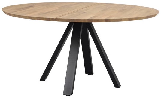 Ruokapöytä 'Carradale' Pyöreä 150cm - Tammi/Musta V-jalat