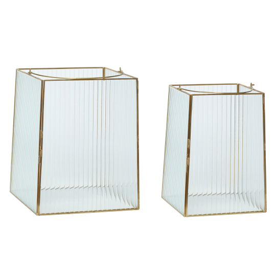 Lyhty 2-pack 'Ripple' - Messinki/Lasi