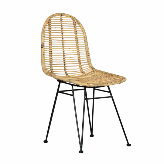 Tuoli 'Striped rattan' - Luonnonvärinen/Musta