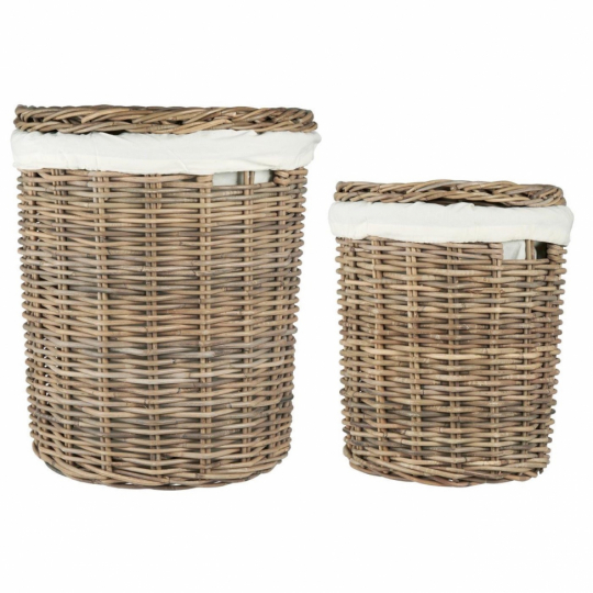 Pyykkikori 2-pack 'Rattan' - Luonnonvärinen