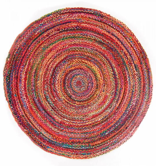 Pyöreä matto 'Flätan' 80cm - Monivärinen