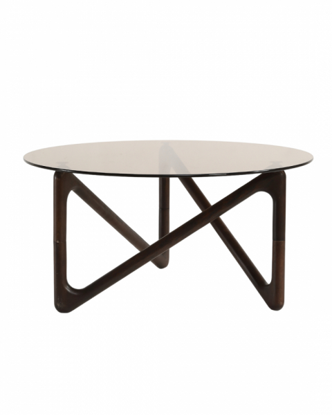 Sohvapöytä 'Modica' Ø80 – Pähkinä/Lasi