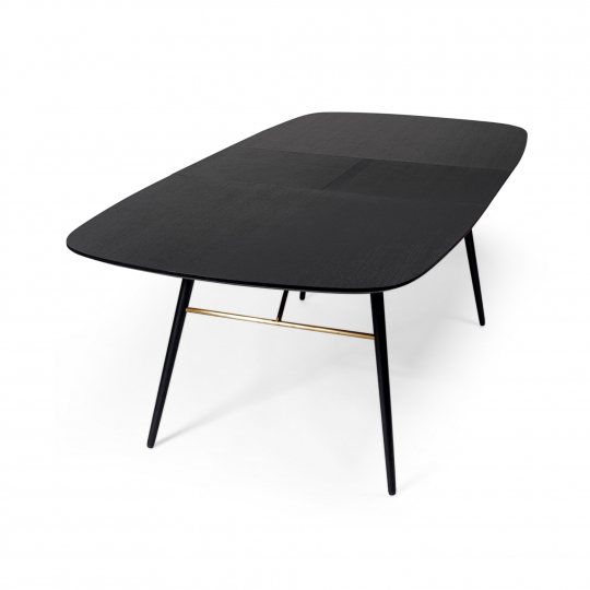 Ruokapöytä lisälevyllä 'Dawn' 180-230x105cm - Musta