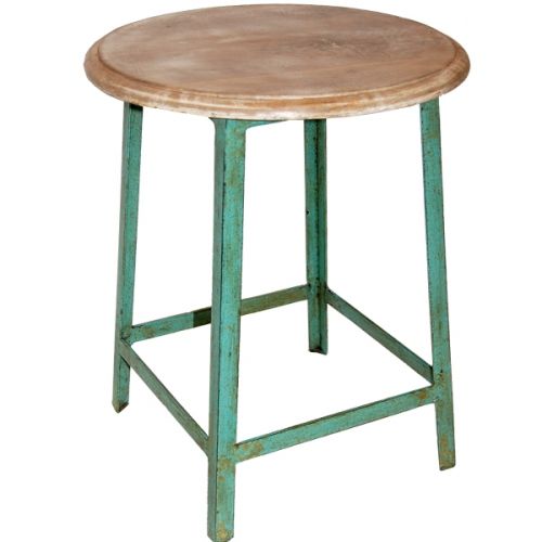 Vintage-jakkara puupinnalla 'Holly' - Turkoosi