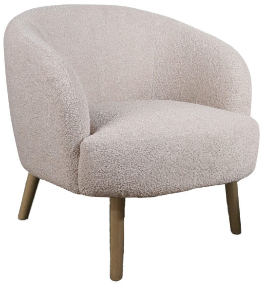 Tuoli 'Capri' puujalat - Beige/Bouclé