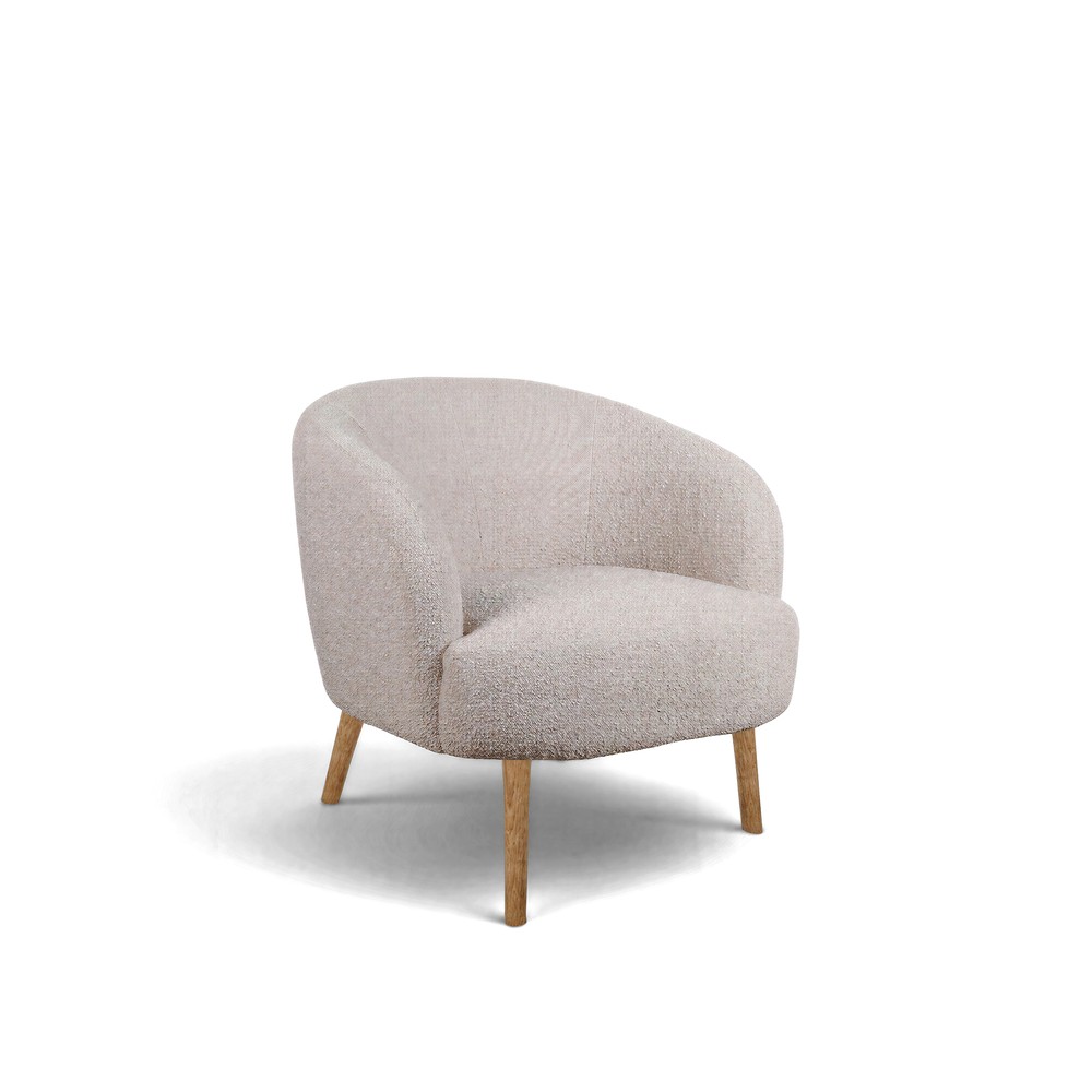 Tuoli 'Capri' puujalat - Beige/Boucl&eacute;