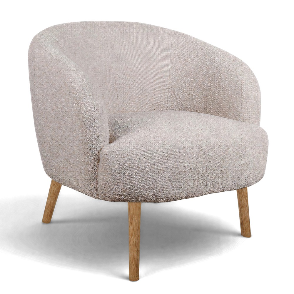 Tuoli 'Capri' puujalat - Beige/Boucl&eacute;