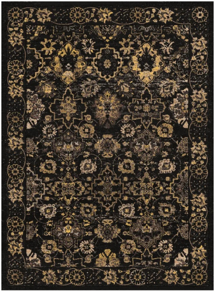 Wiltonmatto 'Fernana' 80x150cm - Musta/Kulta
