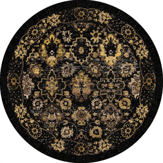 Pyöreä matto 'Fernana' 120cm - Musta/Kulta