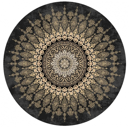 Pyöreä matto ' Sandrigo' 120cm - Musta/Kulta