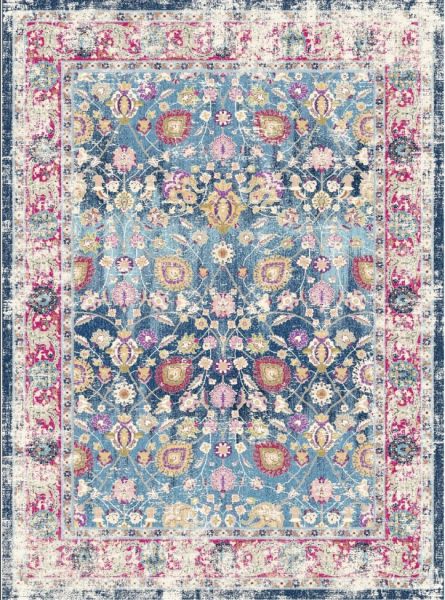 Wiltonmatto 'Bouhjar' 400x600cm - Sininen/Rosa/Multi