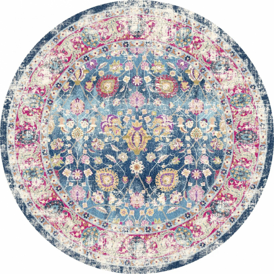 Pyöreä matto 'Bouhjar' 120cm - Sininen/Vaaleanpunainen/Multi