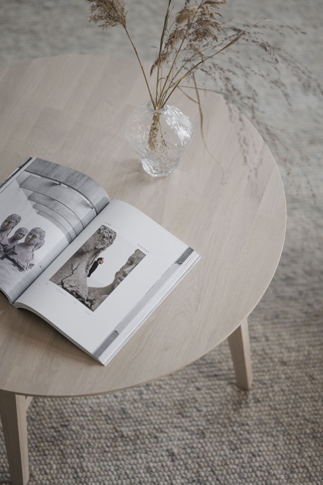 Sohvapöytä 'Filippa' Pyöreä 90cm - Valkopigmentoitu tammi