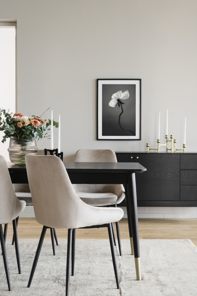 Ruokapöytä 'Fenwood' - Musta 180x90cm