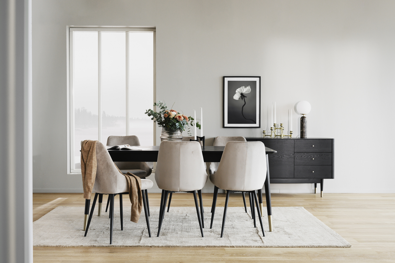 Ruokapöytä 'Fenwood' - Musta 180x90cm