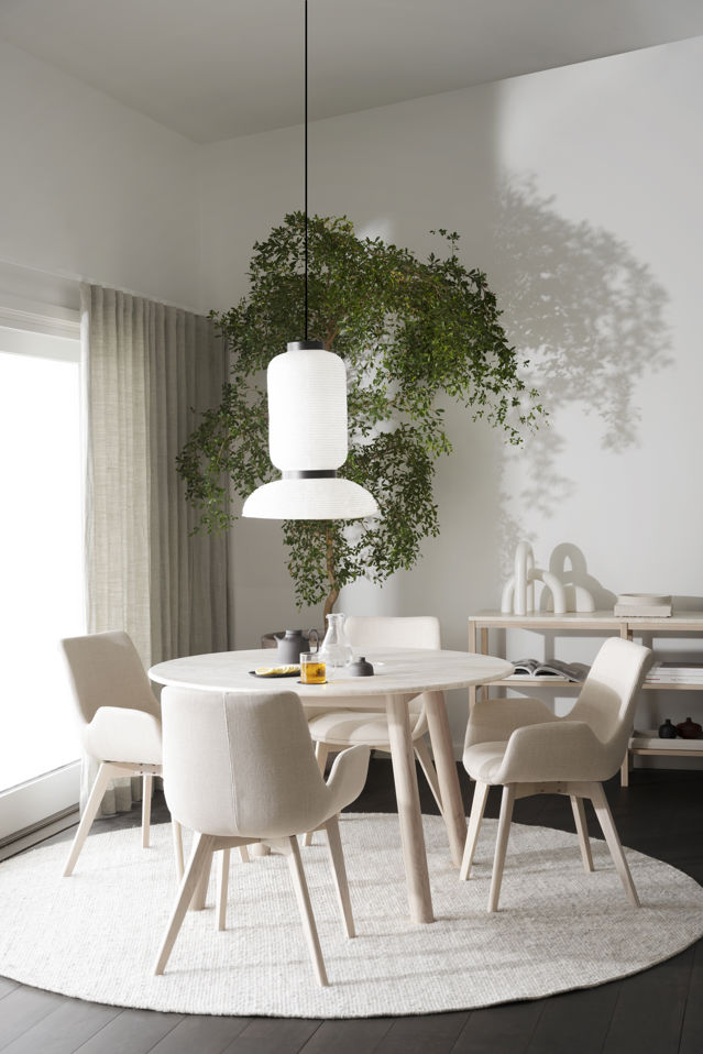 Ruokapöytä 'Taransay' Pyöreä 125cm - Beige/Valkoinen pigmentoitu