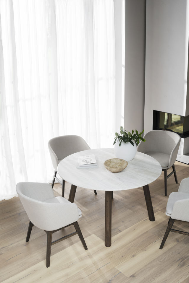 Ruokapöytä 'Taransay' Pyöreä 125cm - Beige/Ruskea