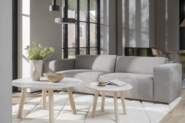 Soittopöytä 'Taransay' Pyöreä 90cm - Beige/Valkoinen pigmentoitu