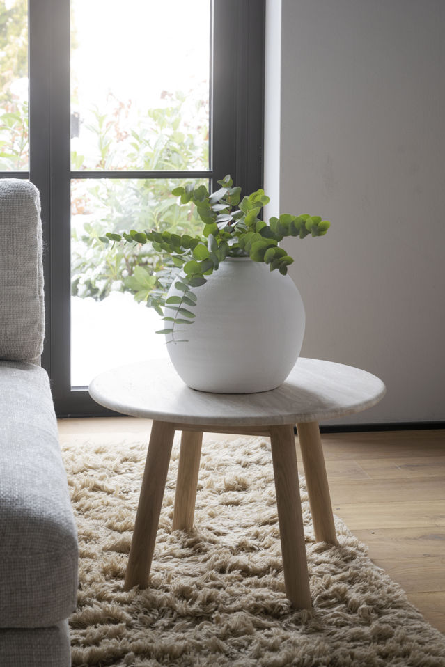 Soittopöytä 'Taransay' Pyöreä 60cm - Beige/Valkoinen pigmentoitu