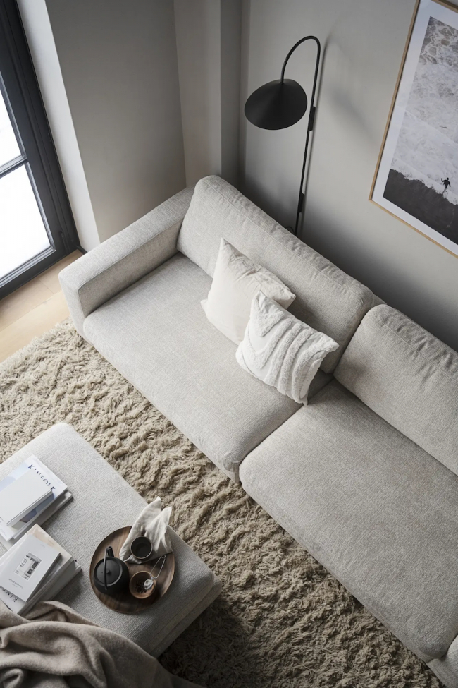 3-istuttava sohva 'Duncan' - Vaaleanharmaa