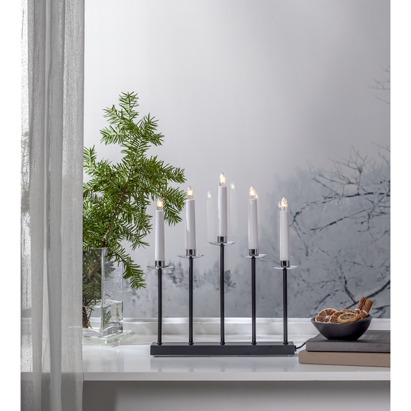 Adventtikynttilänjalka 'Greta' - Musta/Hopea