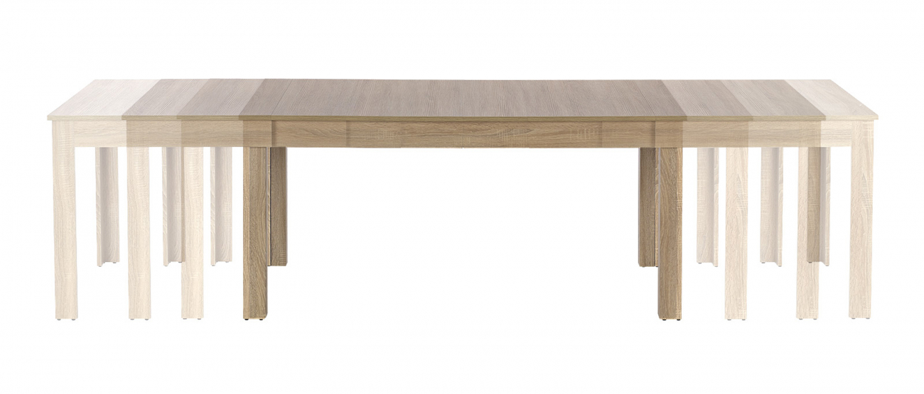 Ruokapöytä 'Seweryn' 160-300x90cm - Luonnonvärinen
