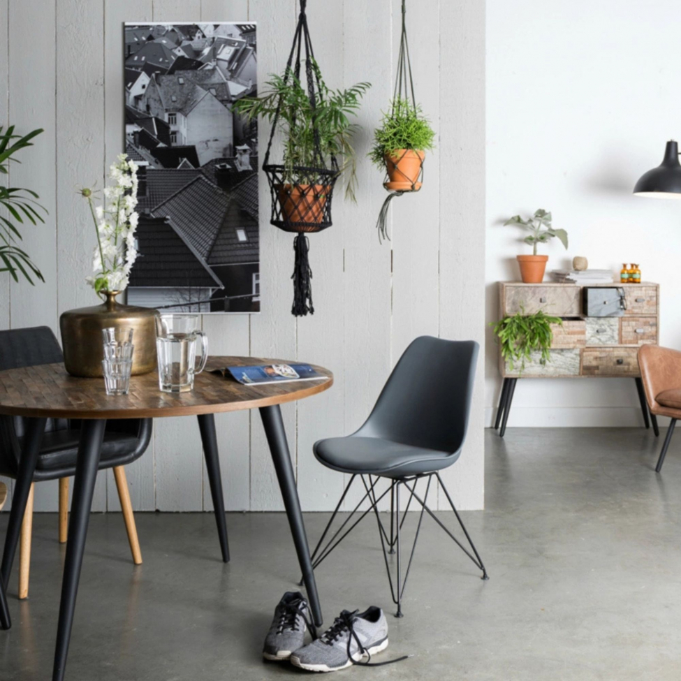 Ruokapöytä 'Mo' Pyöreä 110cm - Teak/Rauta