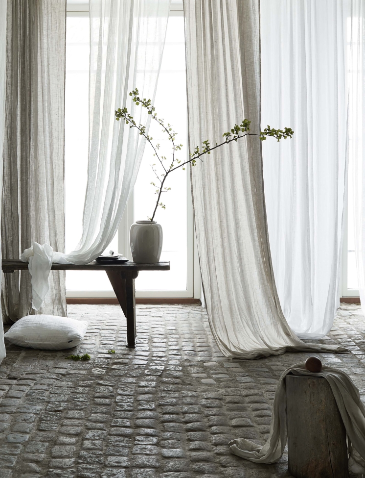 Verho, jossa on laskostusnauha 'Dalsland' 145x290 - Beige