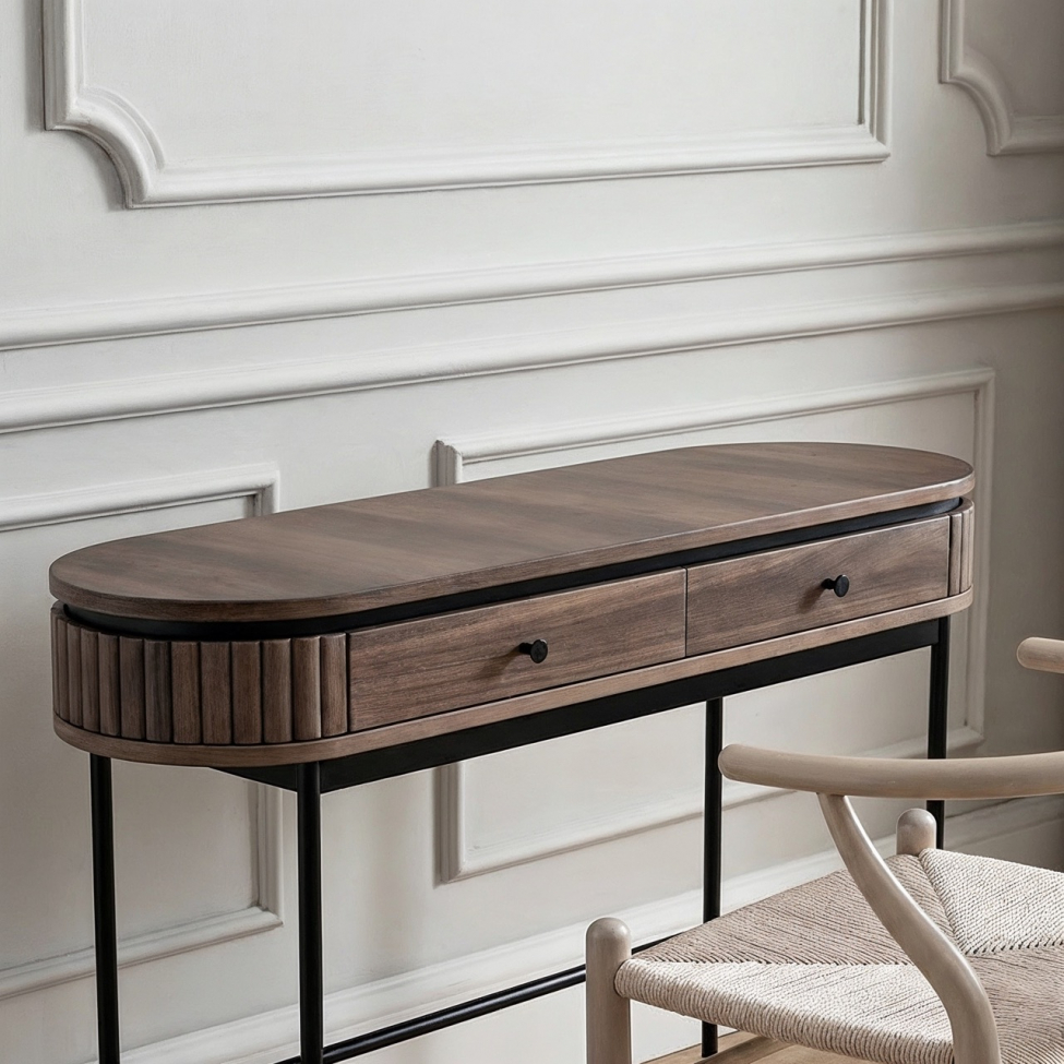 Työpöytä 'Kärra' - Pähkinä/Musta