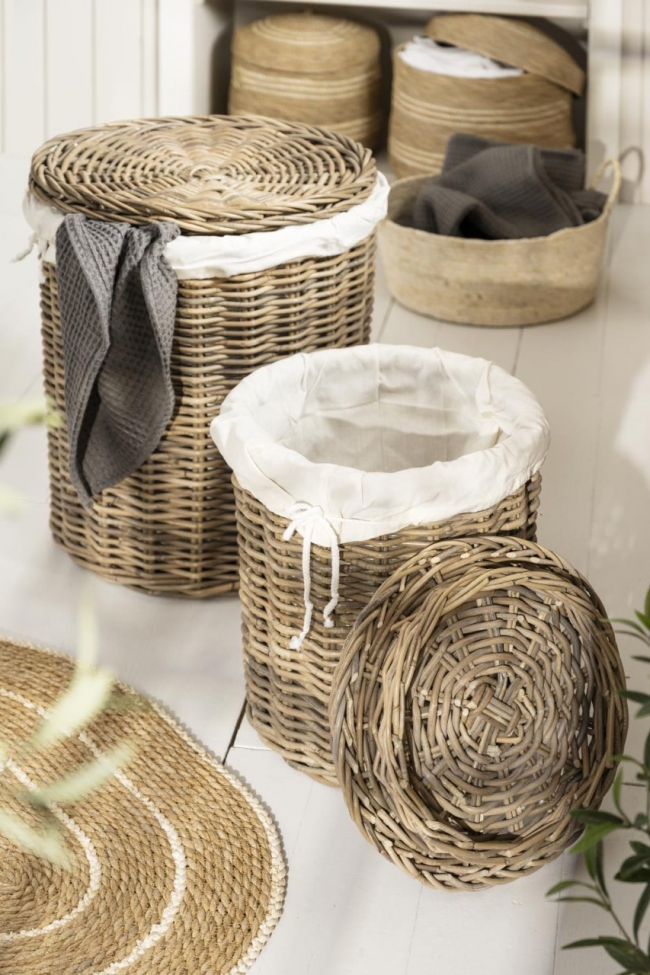 Pyykkikori 2-pack 'Rattan' - Luonnonvärinen