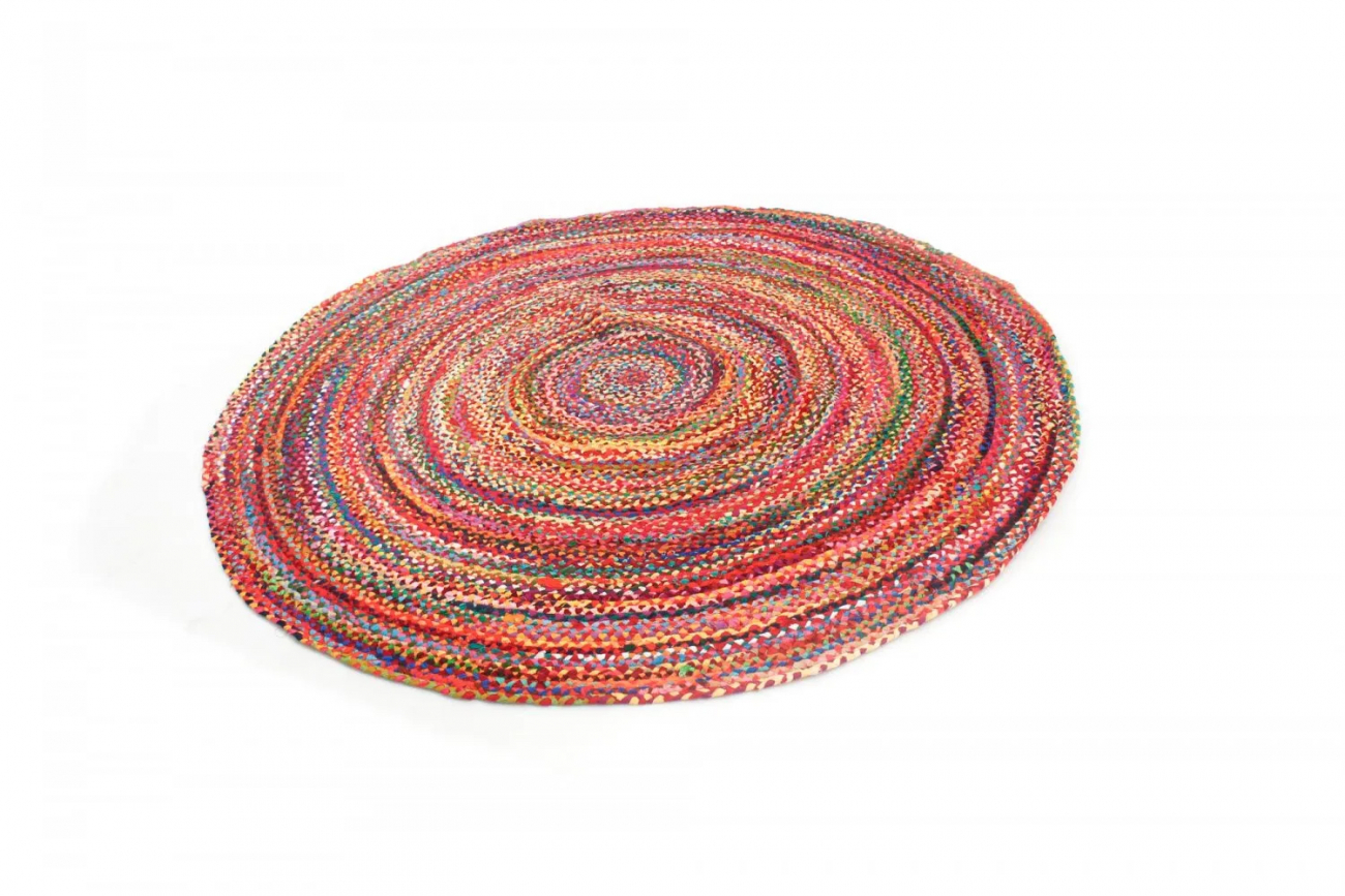 Pyöreä matto 'Flätan' 120cm - Monivärinen