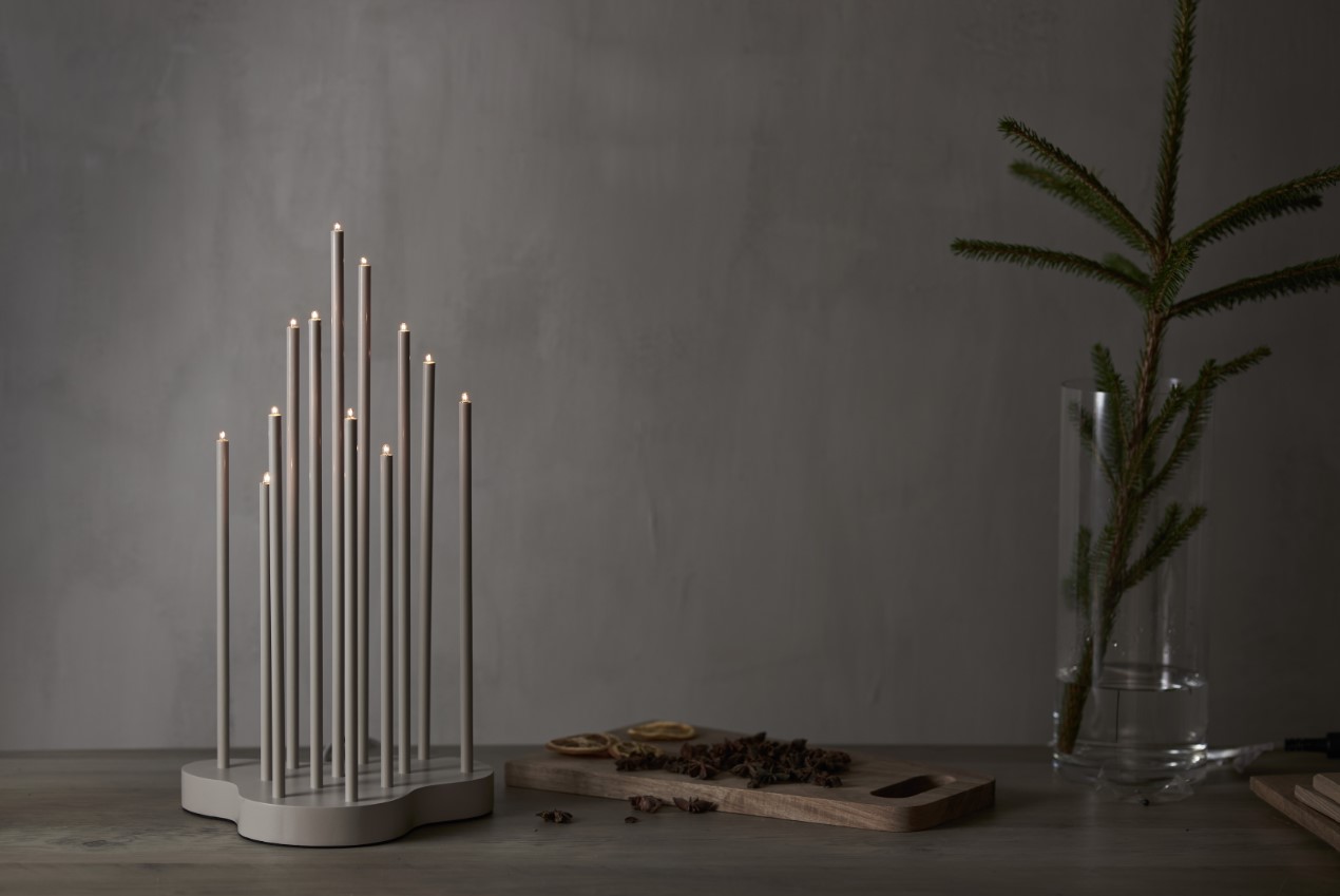 Adventtikynttelikkö 'Buzz' 43cm - Harmaa