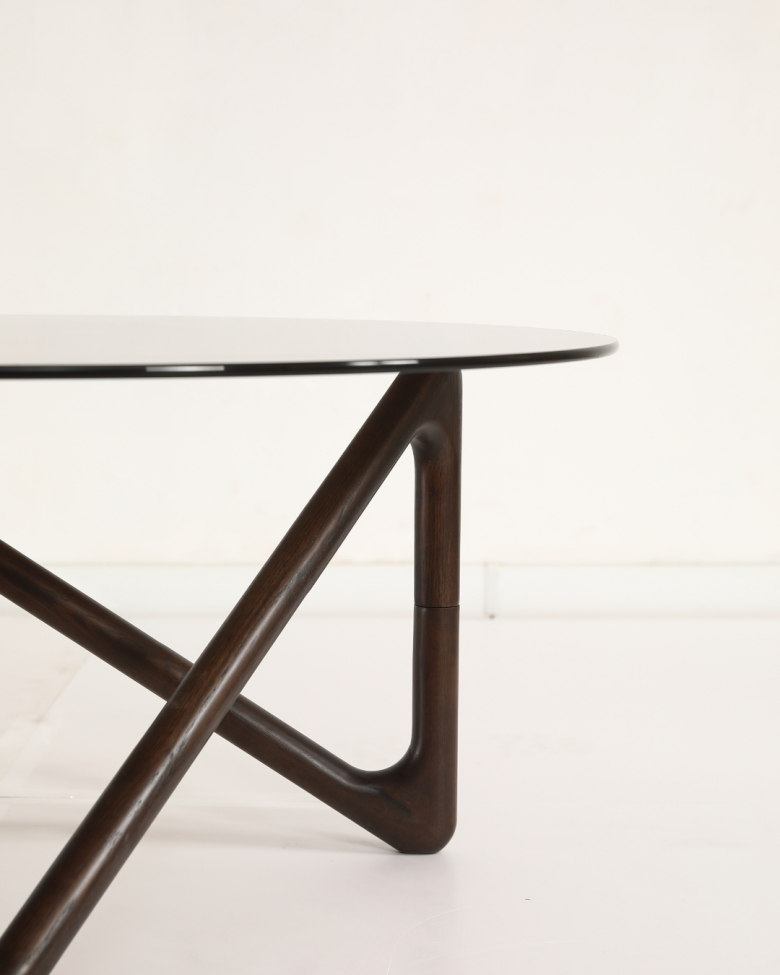 Sohvapöytä 'Modica' Ø80 – Pähkinä/Lasi