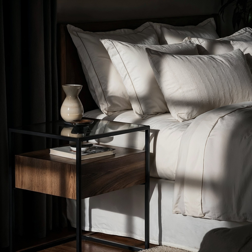 Yöpöytä 'Detroit' - Pähkinä/Musta