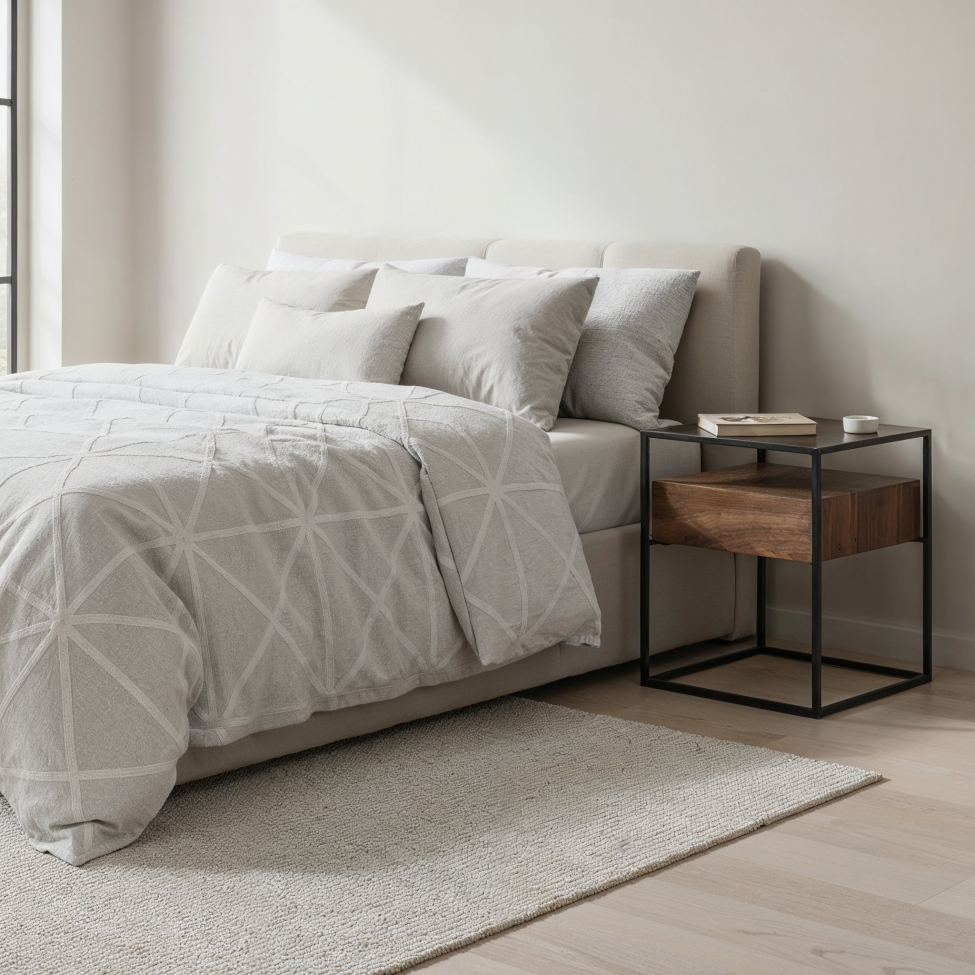 Yöpöytä 'Detroit' - Pähkinä/Musta