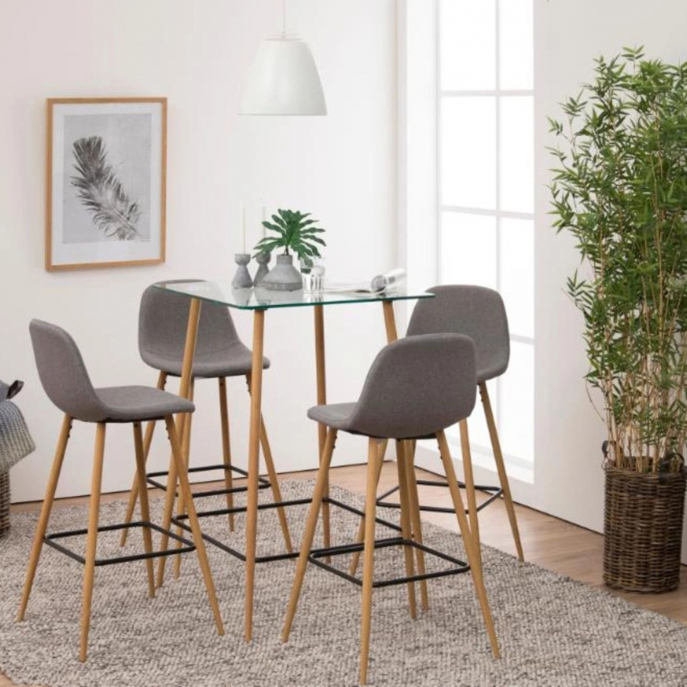 Baari-tuoli 'Soller' - Luonnonv&auml;ri/Vaaleanharmaa