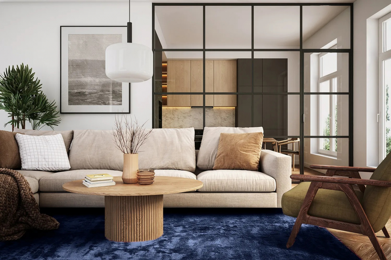 Kudottu matto 'Aranga Super Soft' - Tummansininen