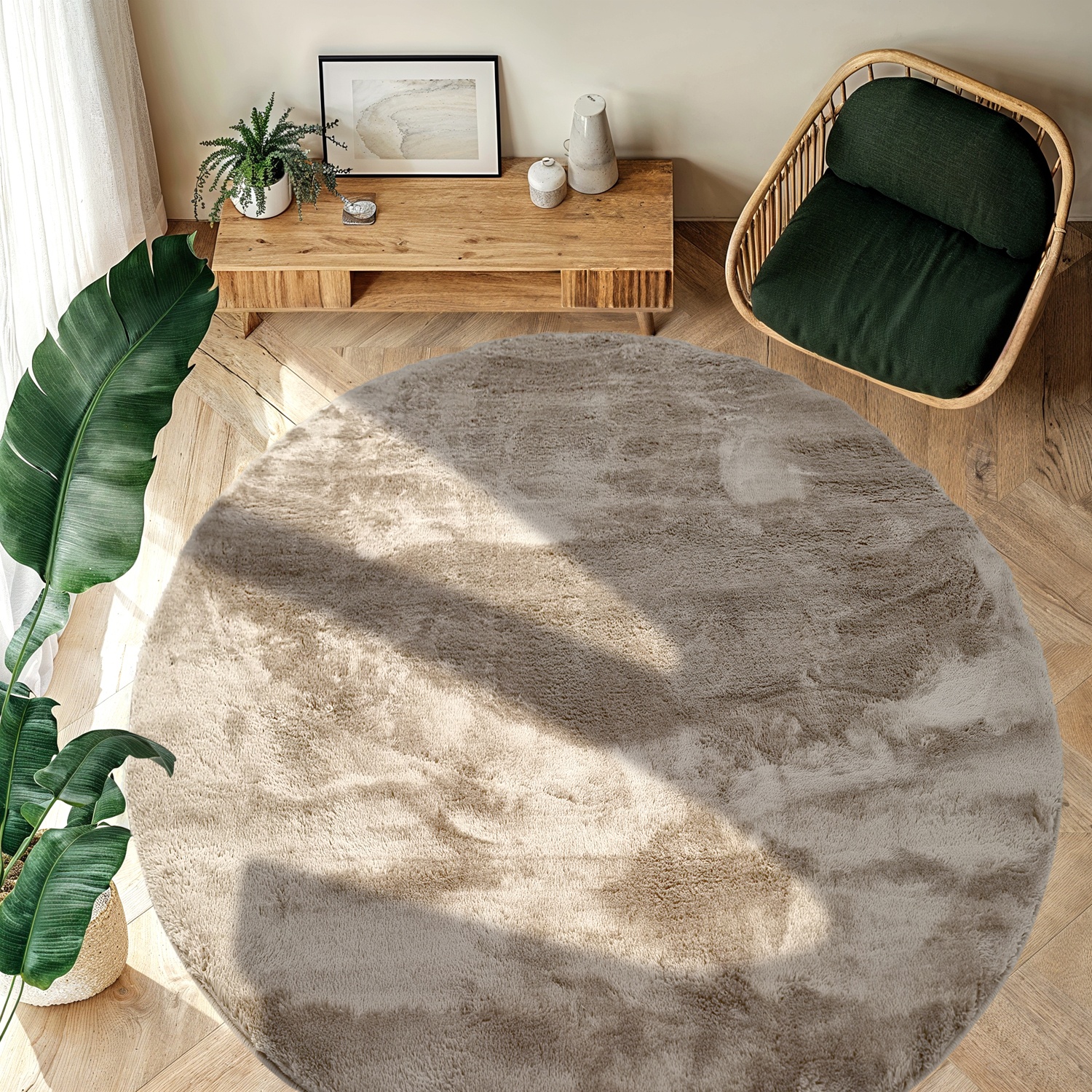 Pyöreä matto 'Aranga Super Soft Fur' - Vihreä