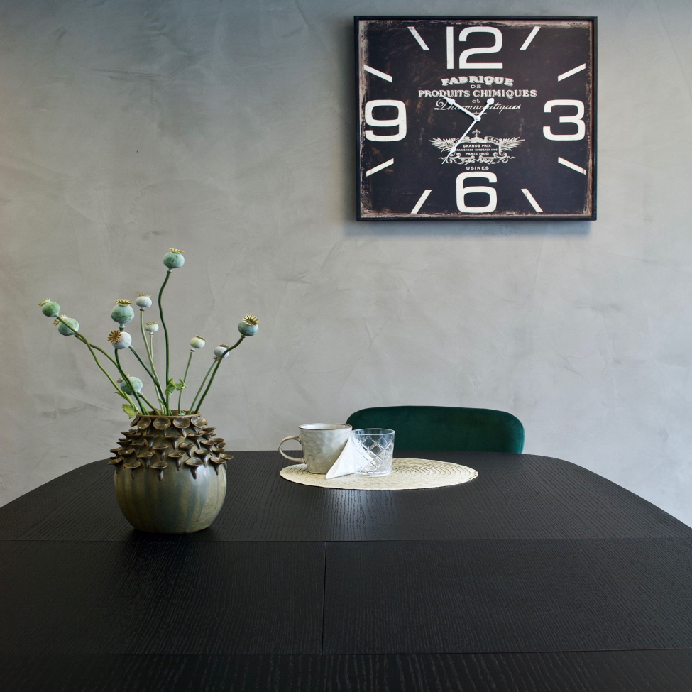 Ruokapöytä lisälevyllä 'Dawn' 180-230x105cm - Musta