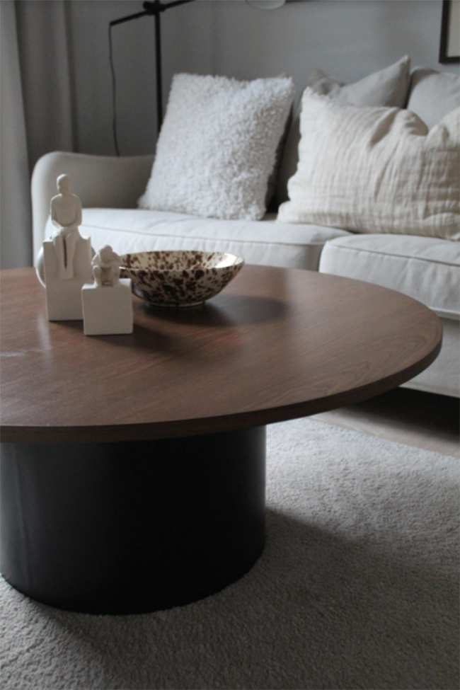 Soittopöytä 'Rounded' Pyöreä 100cm - Pähkinä