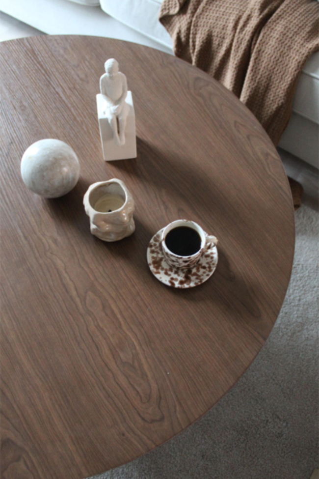 Soittopöytä 'Rounded' Pyöreä 100cm - Pähkinä