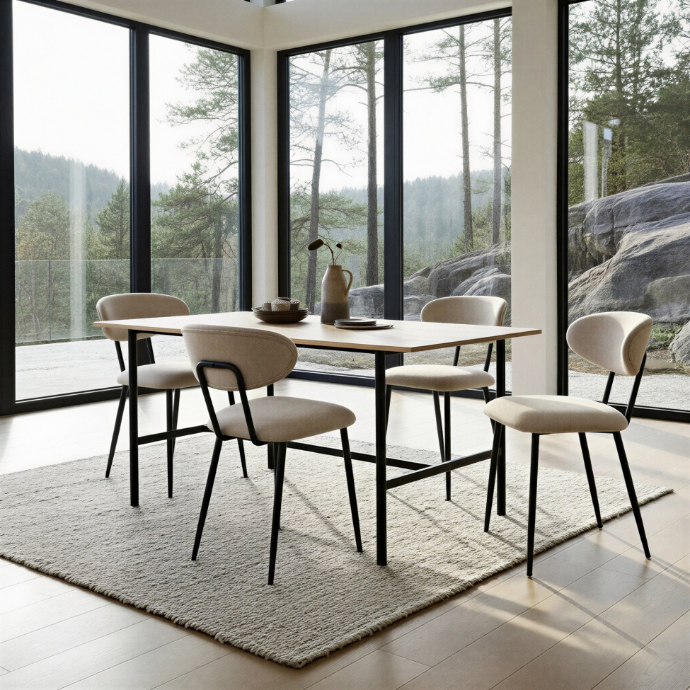 Ruokapöytä 'Line' - Tammi/Musta 160x90cm