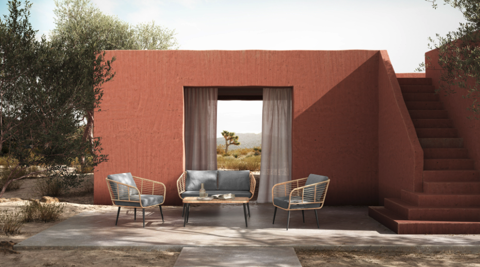 Puutarh sofa 'Sardinia' - Luonnollinen/Harmaa