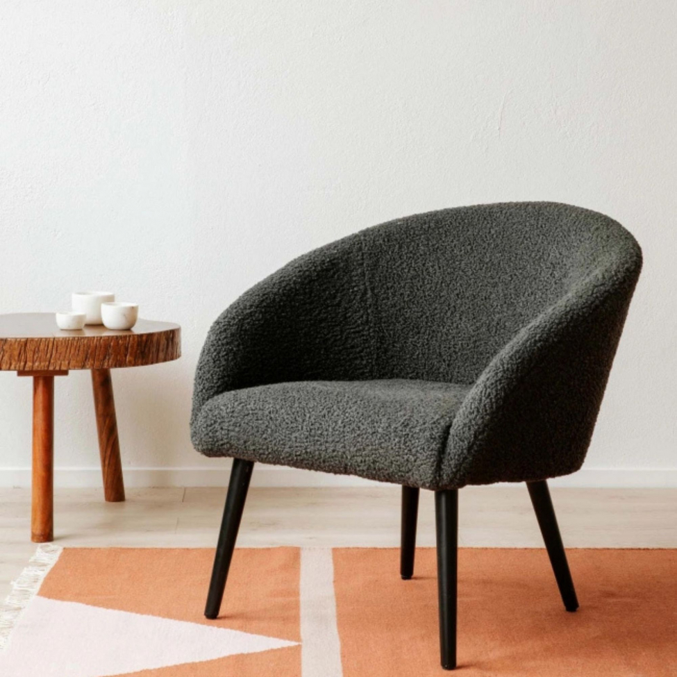 Nojatuoli 'Puffy' - Tummanharmaa/Teddy