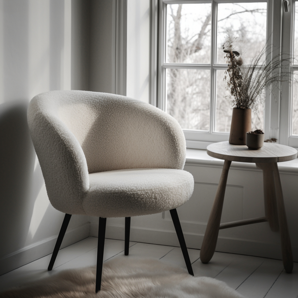 Tuoli 'Capri' - Valkoinen/Bouclé
