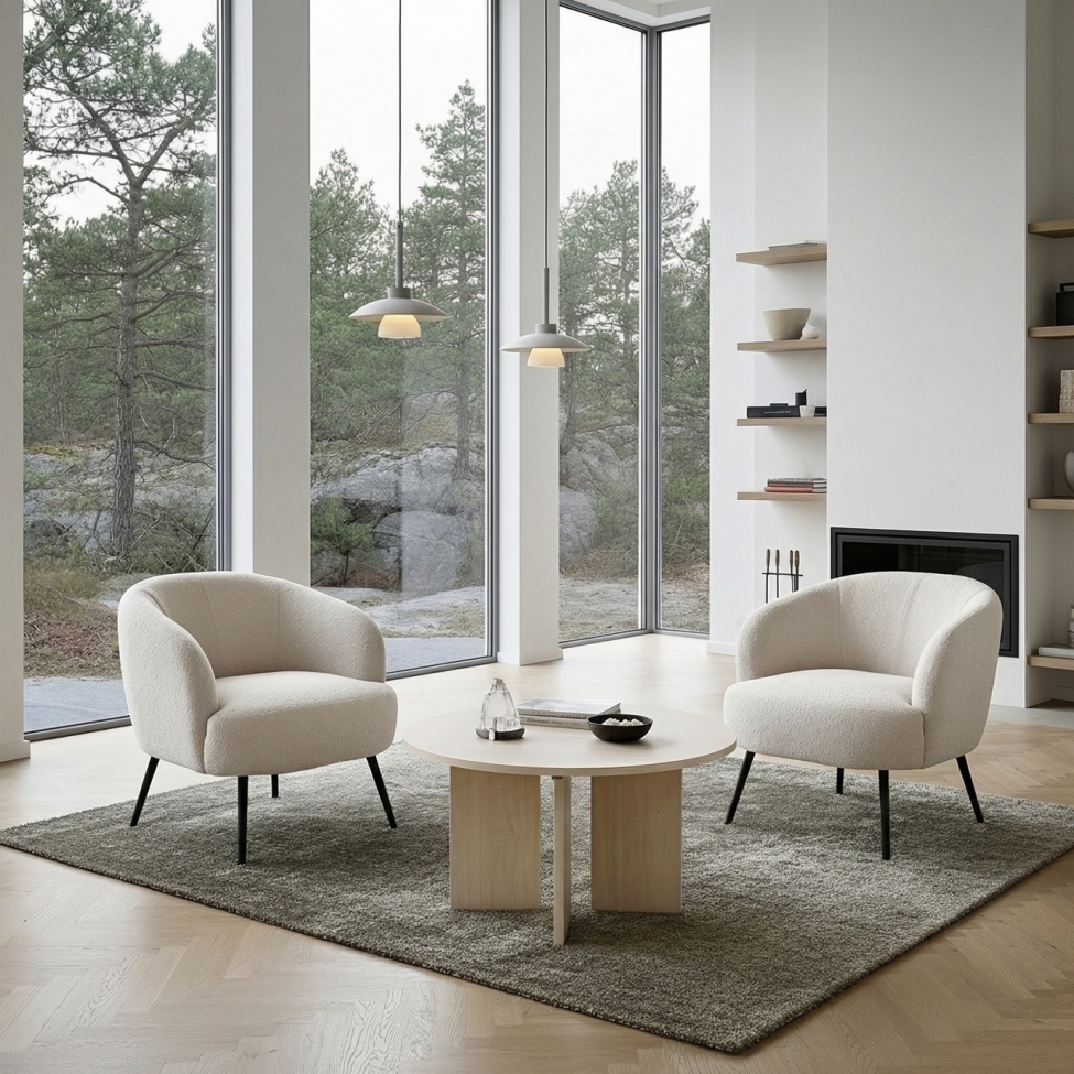 Tuoli 'Capri' - Valkoinen/Boucl&eacute;