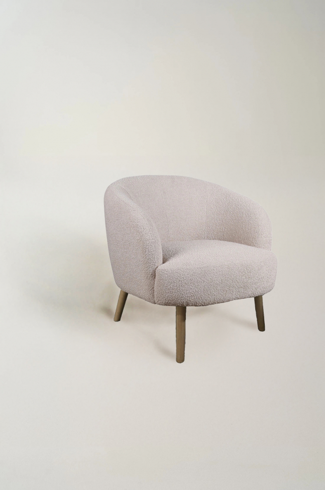 Tuoli 'Capri' puujalat - Beige/Bouclé