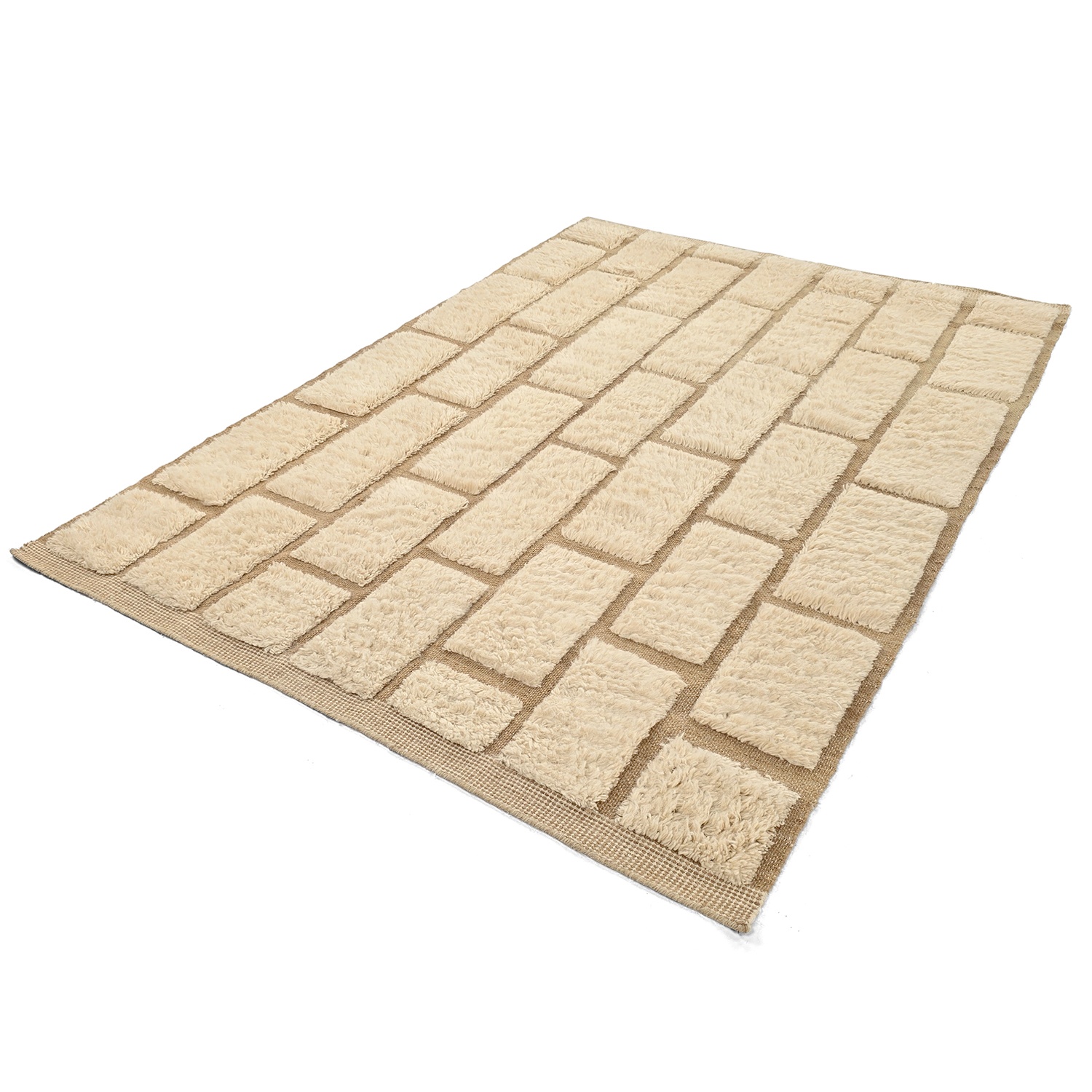 Ryijymatto 'Leknes Handwoven Wool' - beige