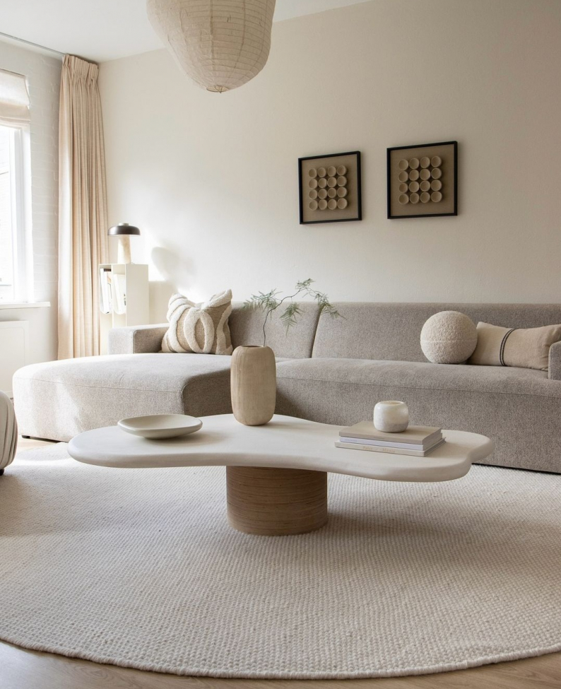 Pyöreä matto 'Coastal' 160cm - Cream